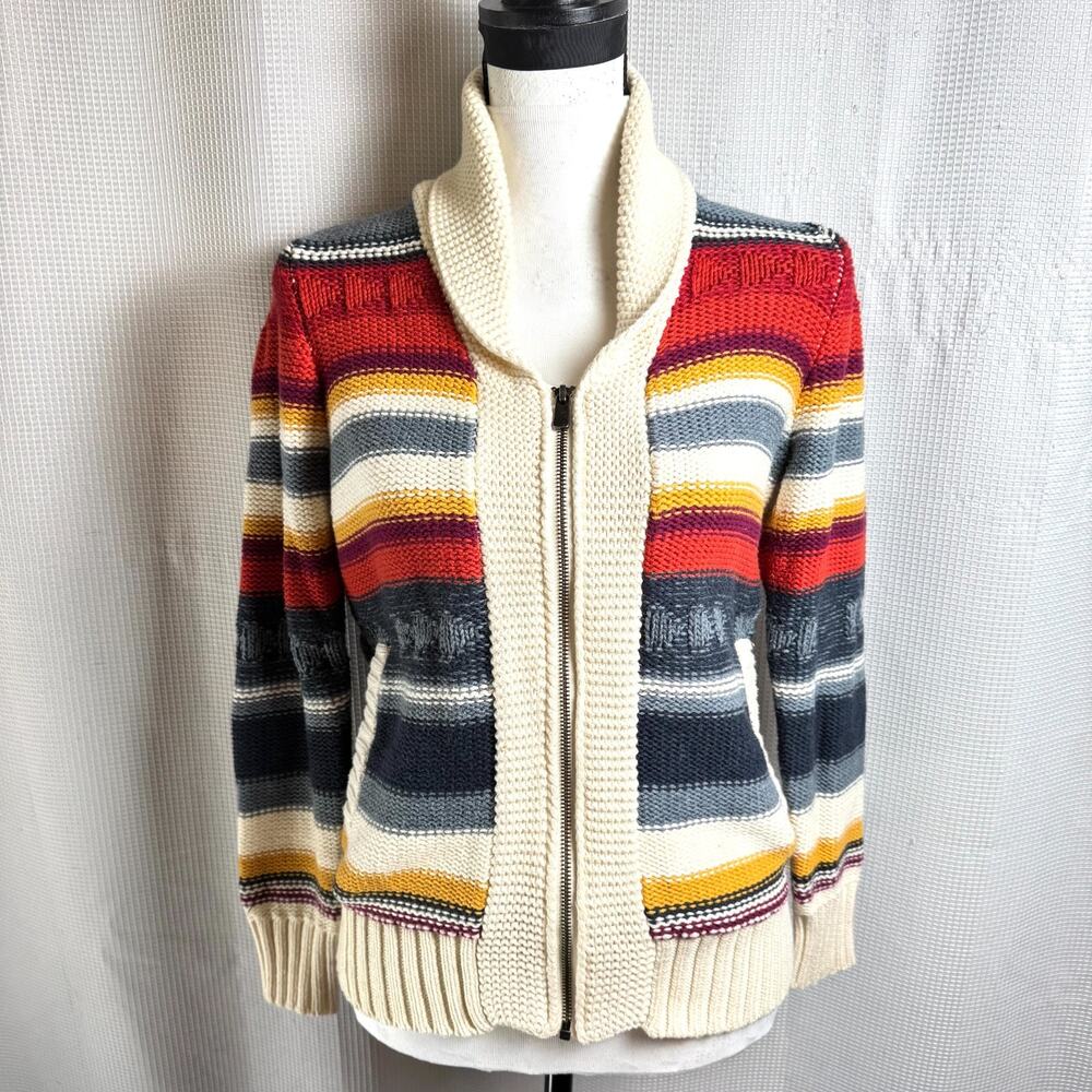 Pendleton Campfire Sweater Womens Size XS Multicolor Striped Zip Up Cardigan EUC - Picture 4 of 13